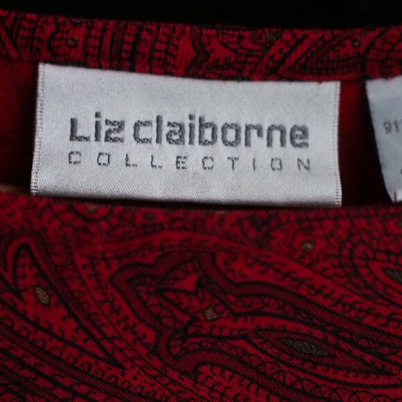 Liz Claiborne | Like NEW Vintage Red Paisley Blouse and Skirt Set in Wool Blend - Picture 2 of 9